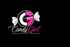 Candy Girl logo featuring a stylized candy graphic with a black, white, and pink 'G' and white wrapper tails, above the text 'Candy Girl' and 'impressive beauty' on a solid dark gray background.