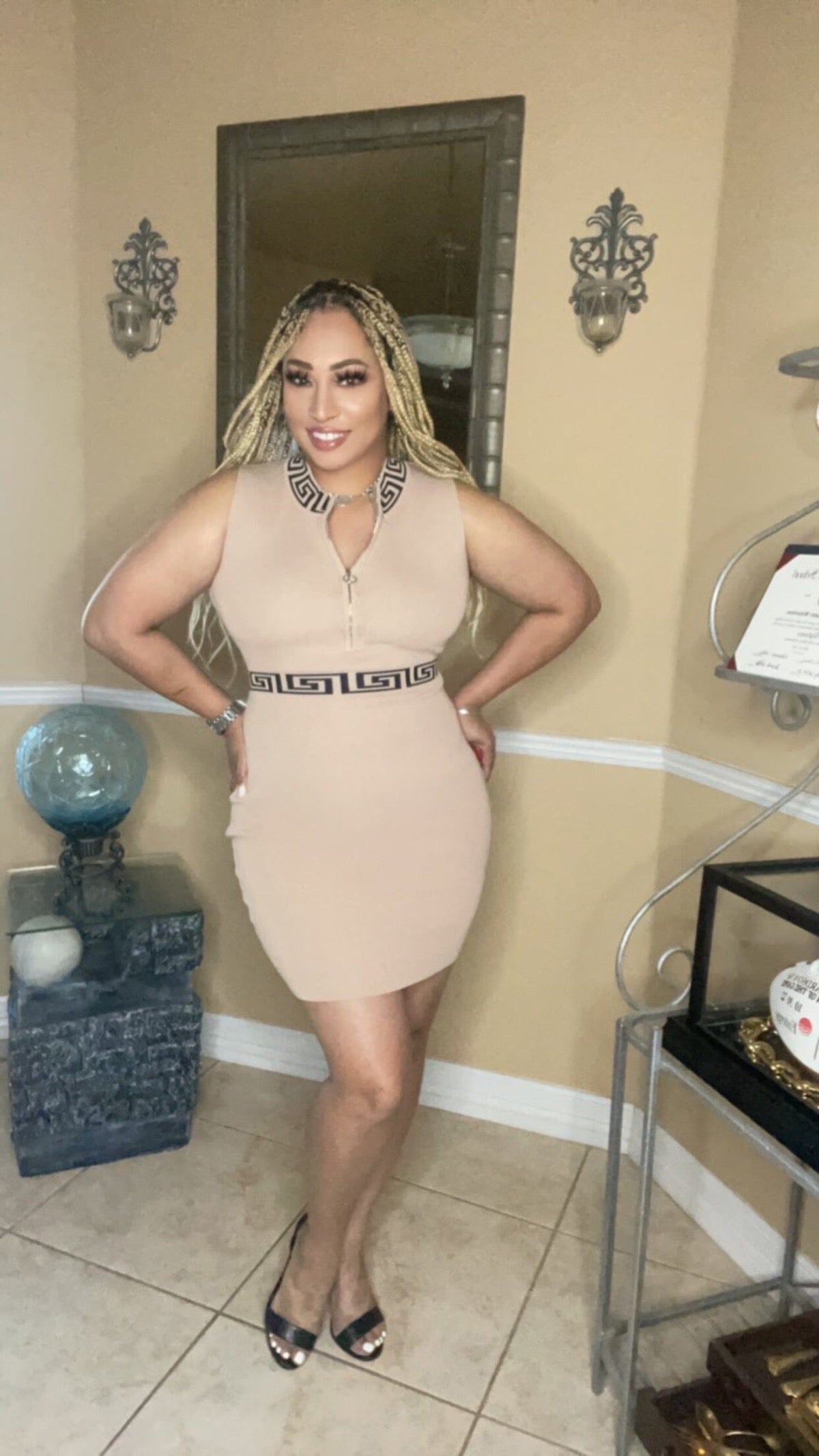 Nude Dress w/ Accent Candy Girl Impressive Beauty 