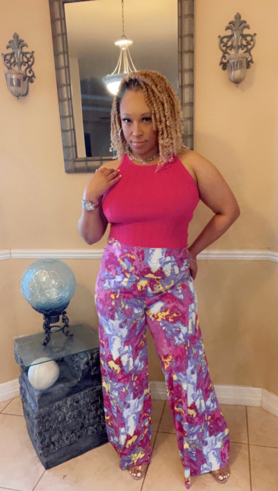 Pink Palazzo Pants Candy Girl Impressive Beauty 